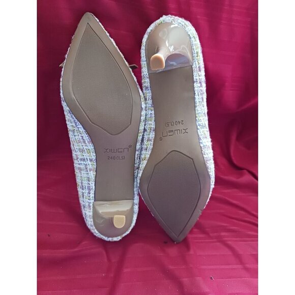 Xiwen Womens Tweed Pointed-Toe Heels With Bow Accent Stiletto multicolor size 36 - Picture 10 of 12